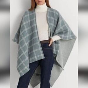 LAUREN RALPH LAUREN Reversible Windowpane Herringbone Kimono.O/S NWT